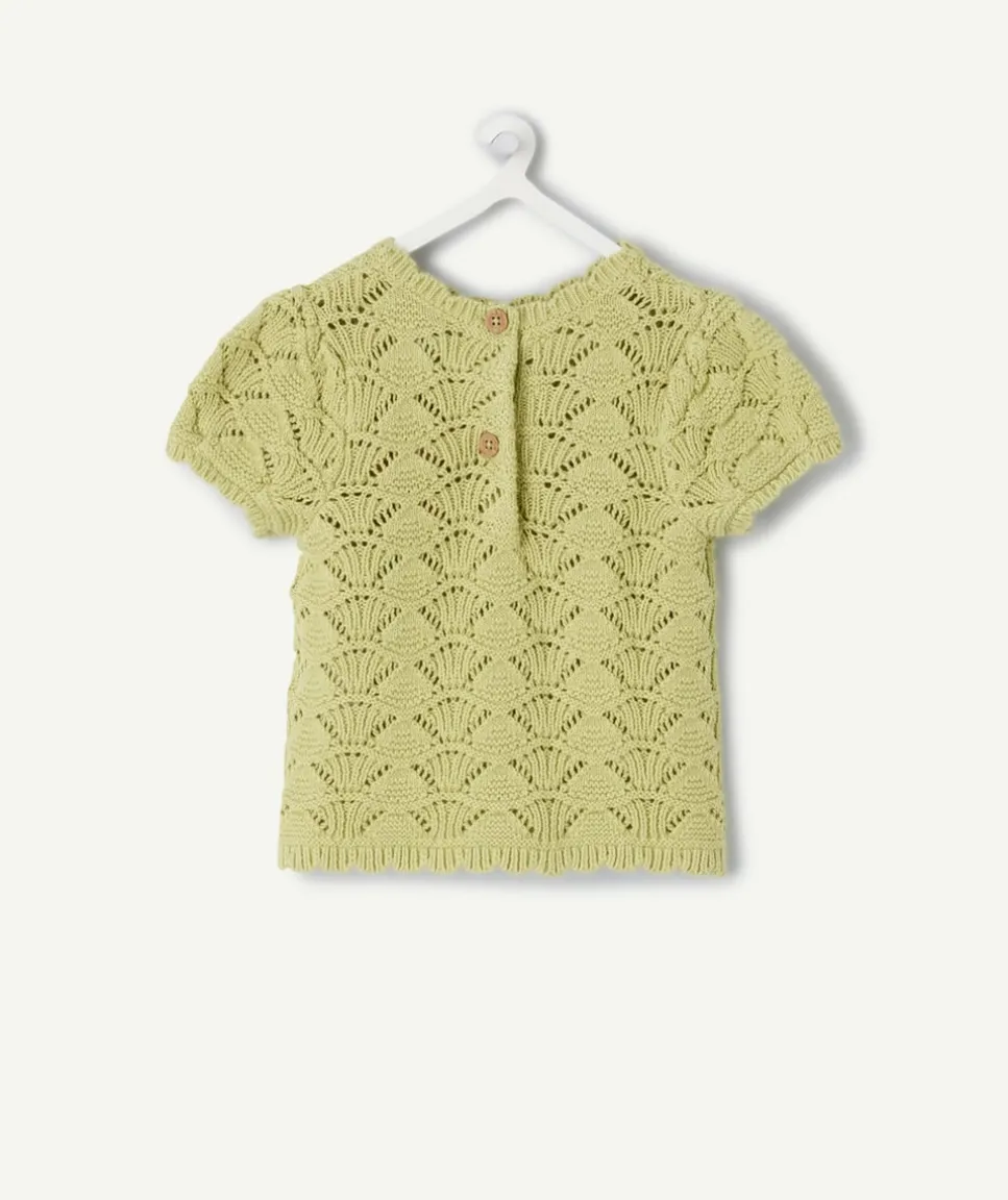 T-shirt bébé fille vert crochet