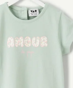 T-shirt bébé fille vert imprimé