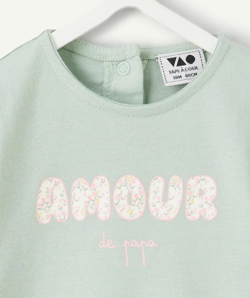 T-shirt bébé fille vert imprimé