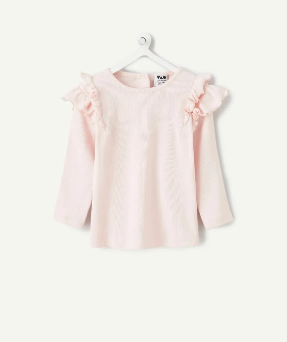 T-shirt bébé fille à volants rose