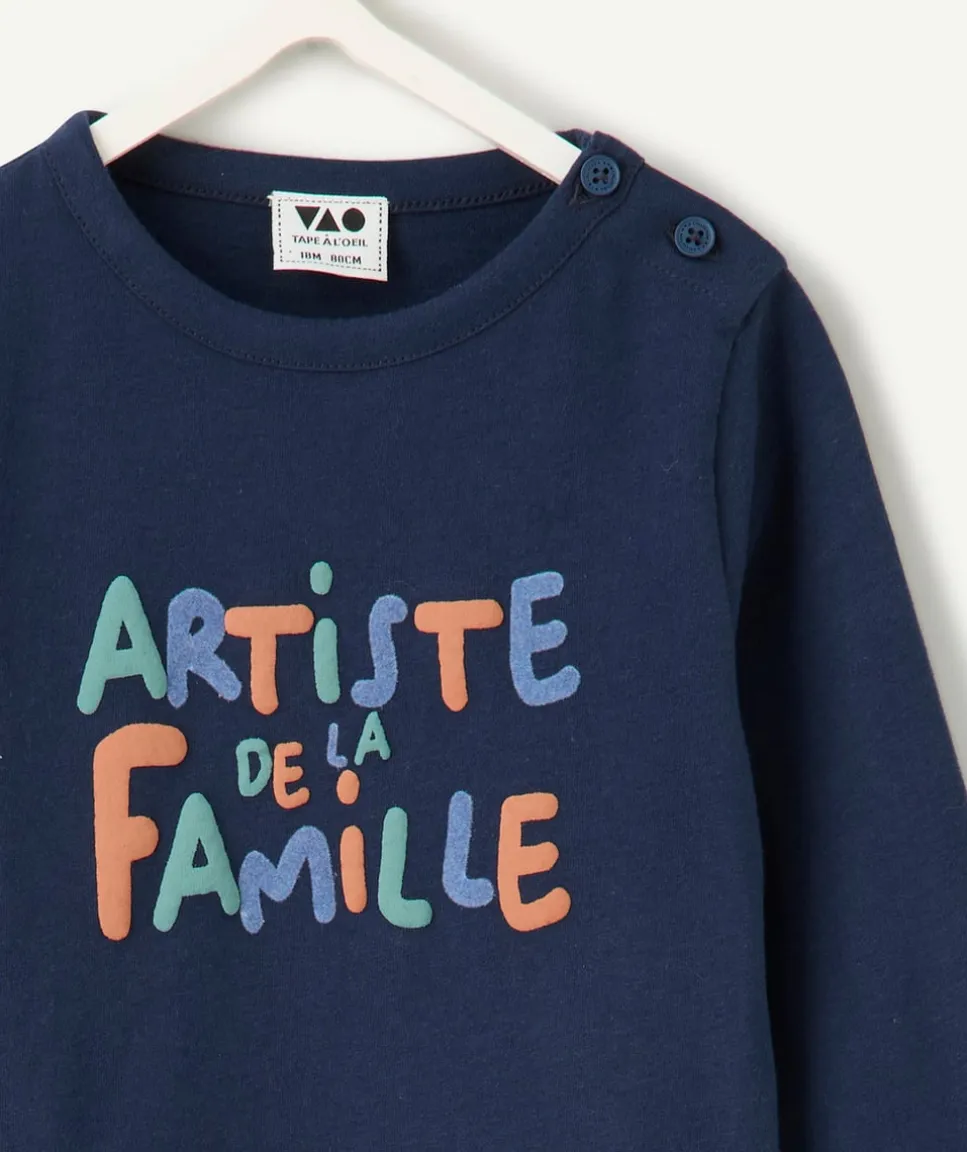 T-shirt bébé garçon bleu avec message