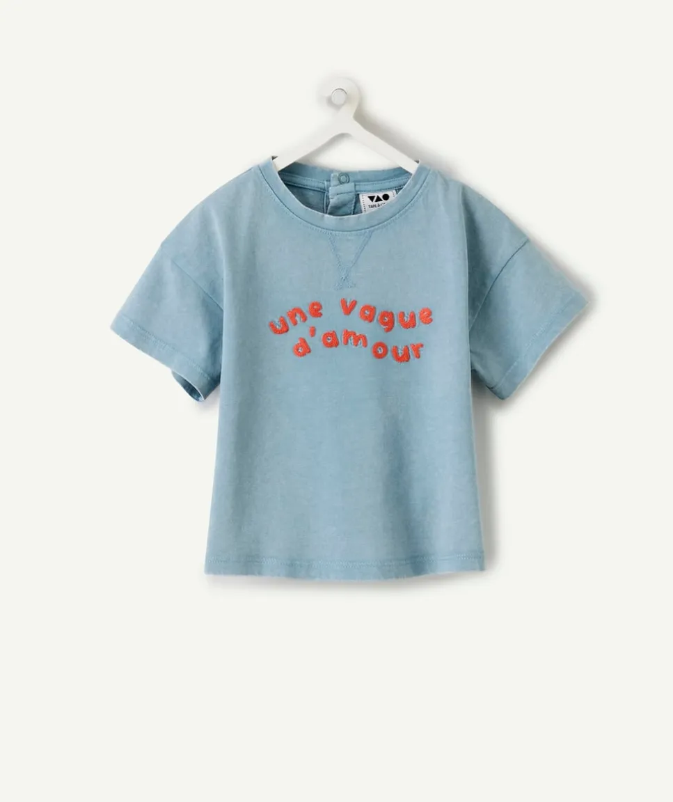T-shirt bébé garçon bleu imprimé message