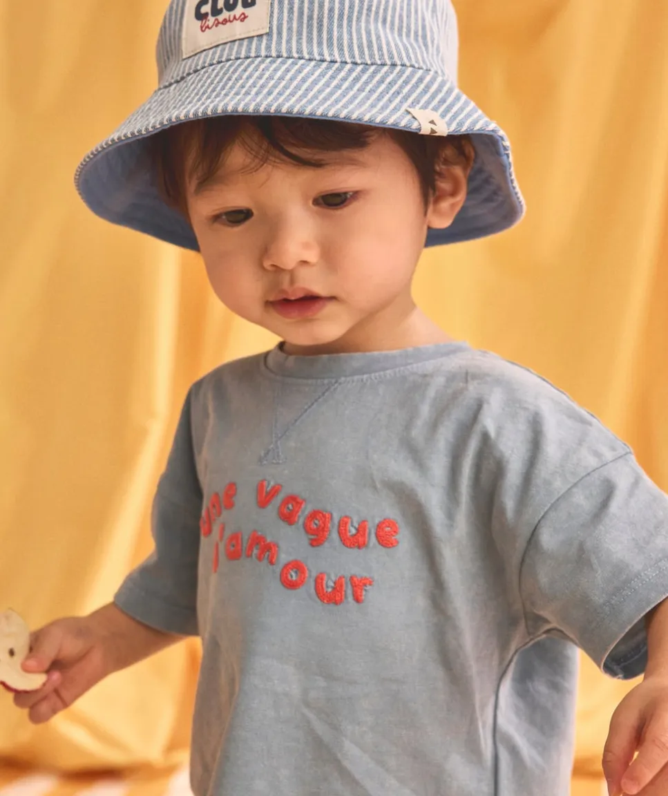 T-shirt bébé garçon bleu imprimé message