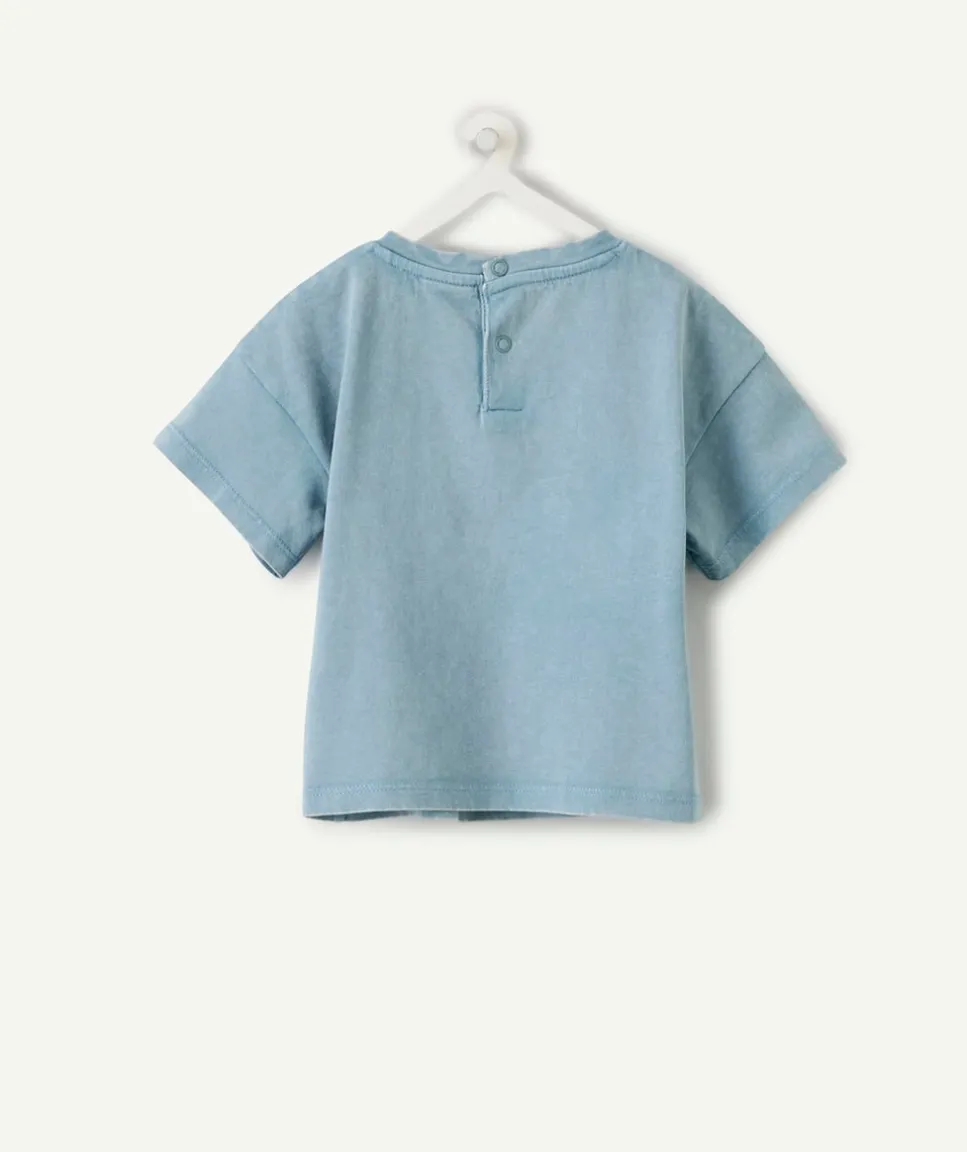 T-shirt bébé garçon bleu imprimé message