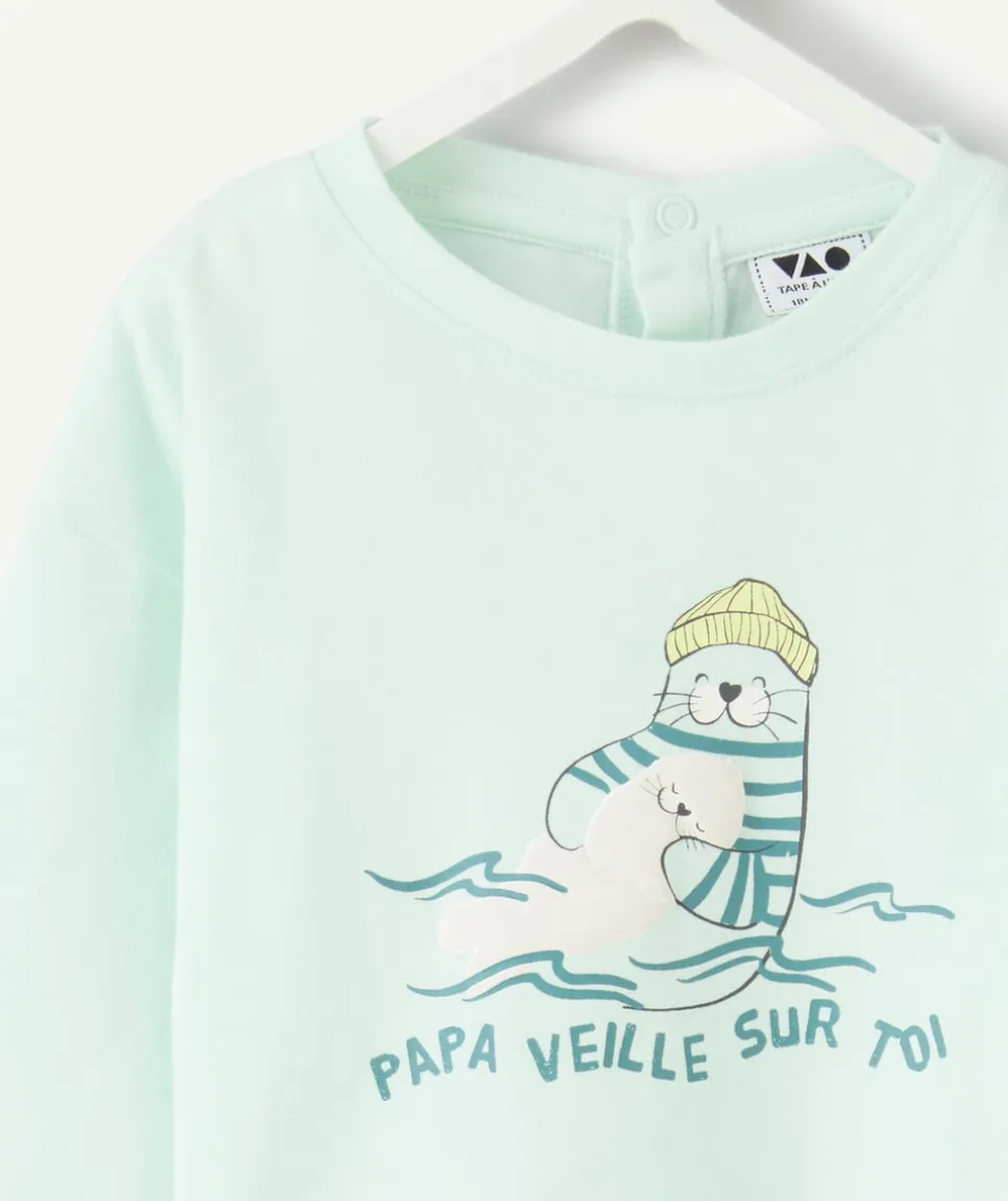 T-shirt bébé garçon bleu imprimé otarie