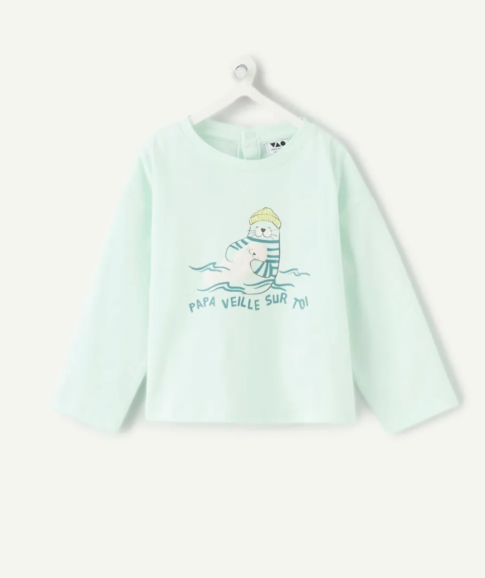 T-shirt bébé garçon bleu imprimé otarie