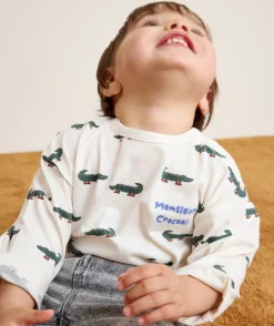 T-shirt bébé garçon écru imprimé croco