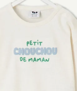 T-shirt bébé garçon écru message brodé