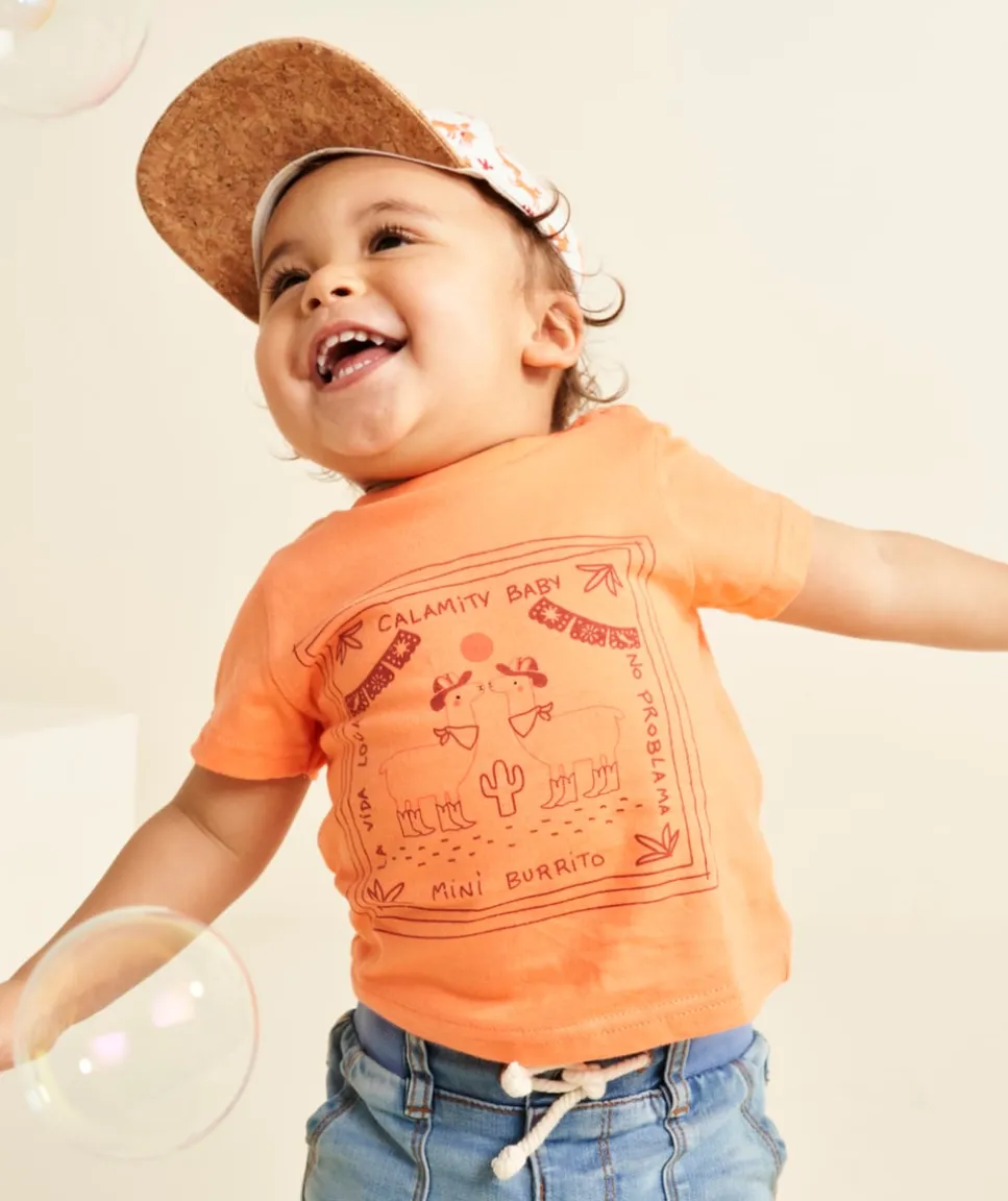 T-shirt bébé garçon en coton bio orange thème mexico