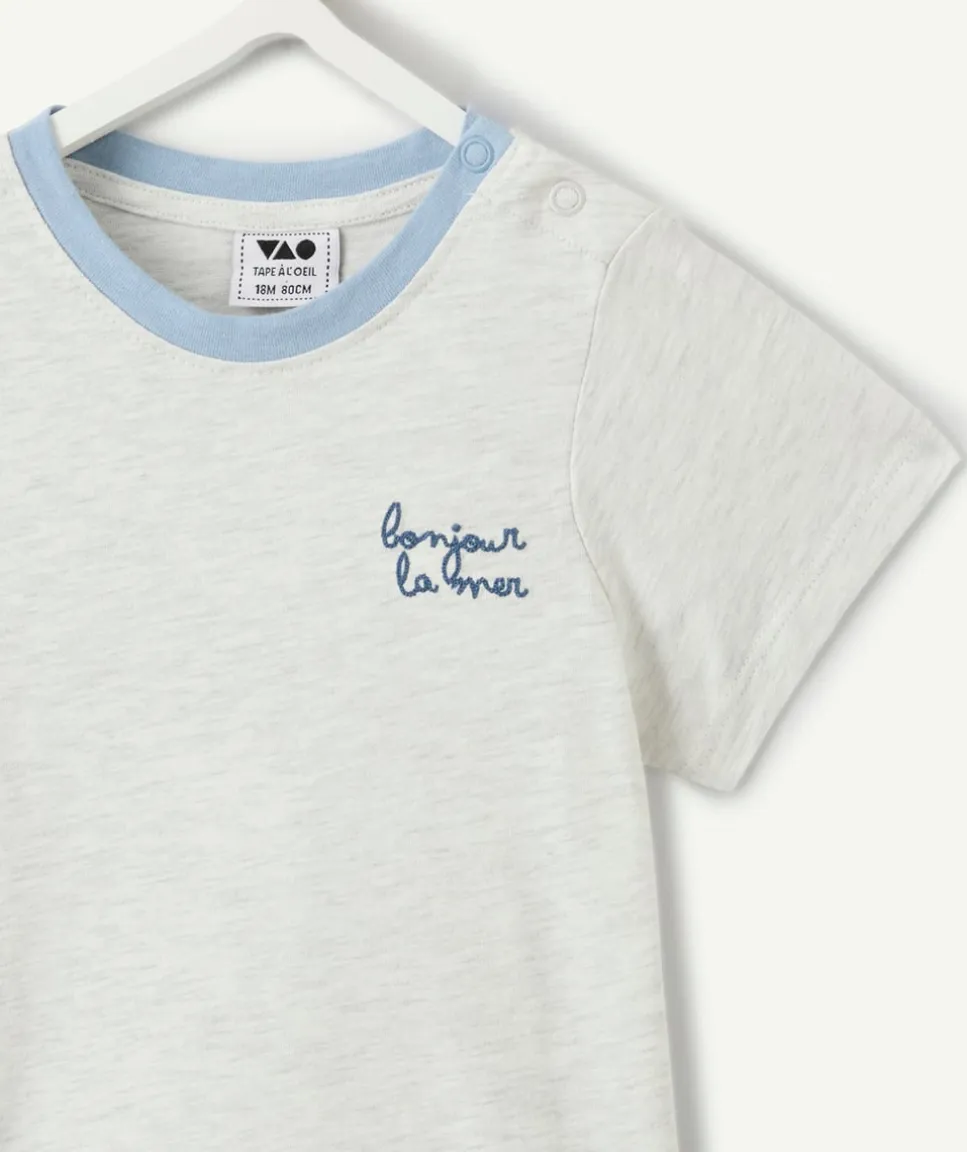 T-shirt bébé garçon imprimé message brodé