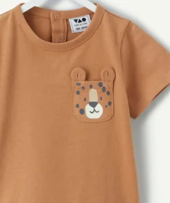 T-shirt bébé garçon marron imprimé