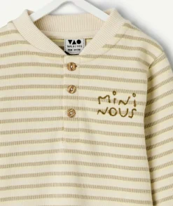 T-shirt bébé garçon rayé beige