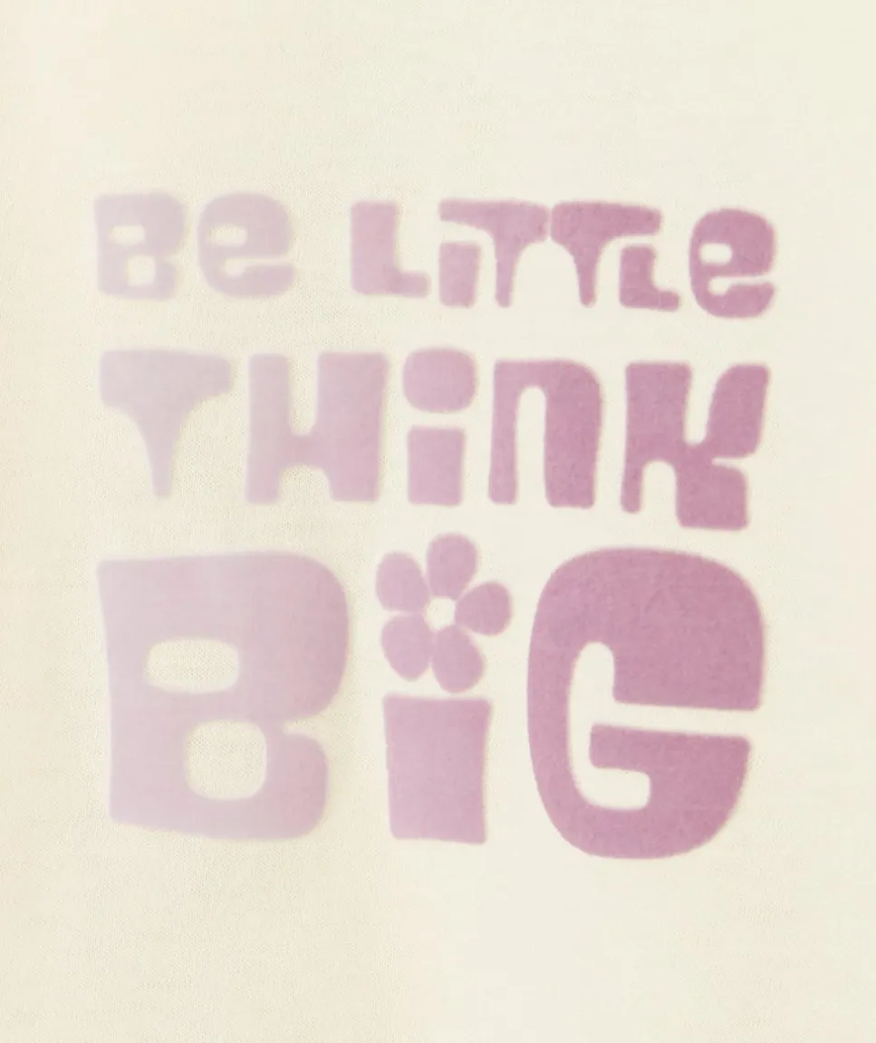 T-shirt beige bébé fille avec message violet