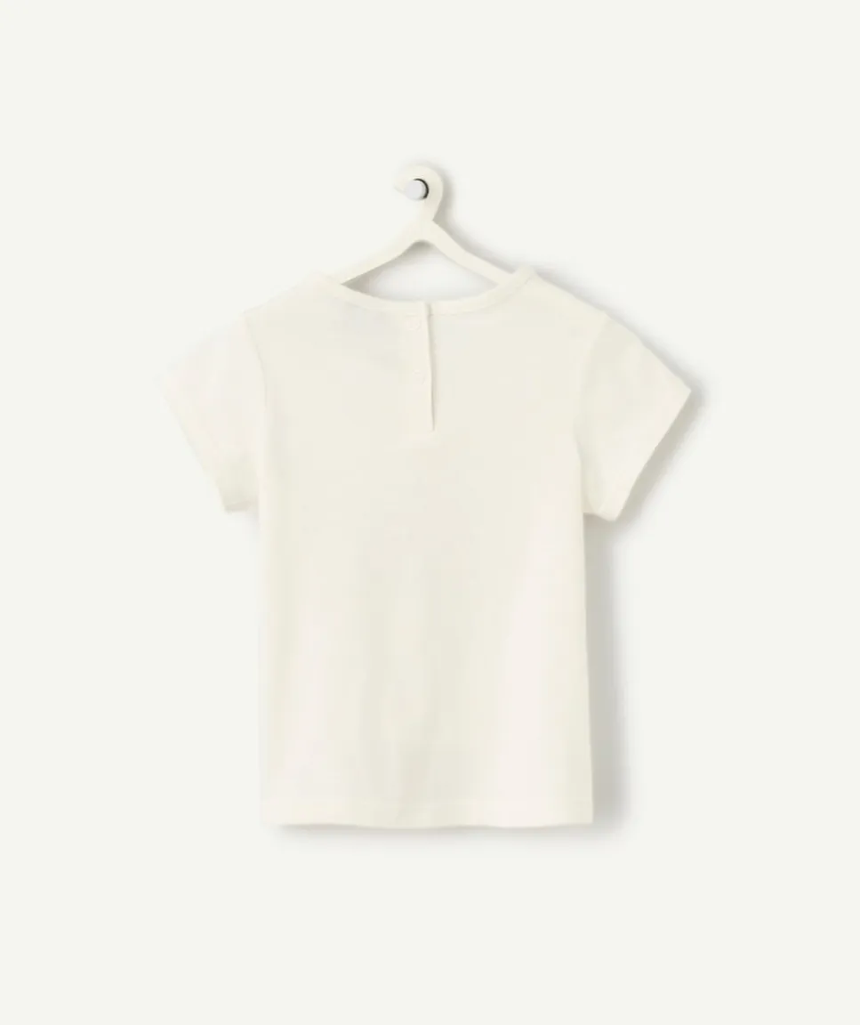 T-shirt blanc bébé fille en coton bio blanc thème football