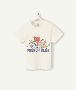 T-shirt blanc bébé garçon en coton bio thème foot