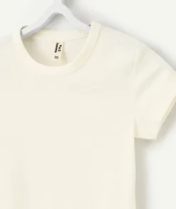 T-shirt côtelé fille écru