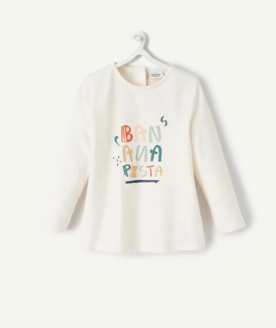T-shirt en coton biologique blanc pasta bébé fille