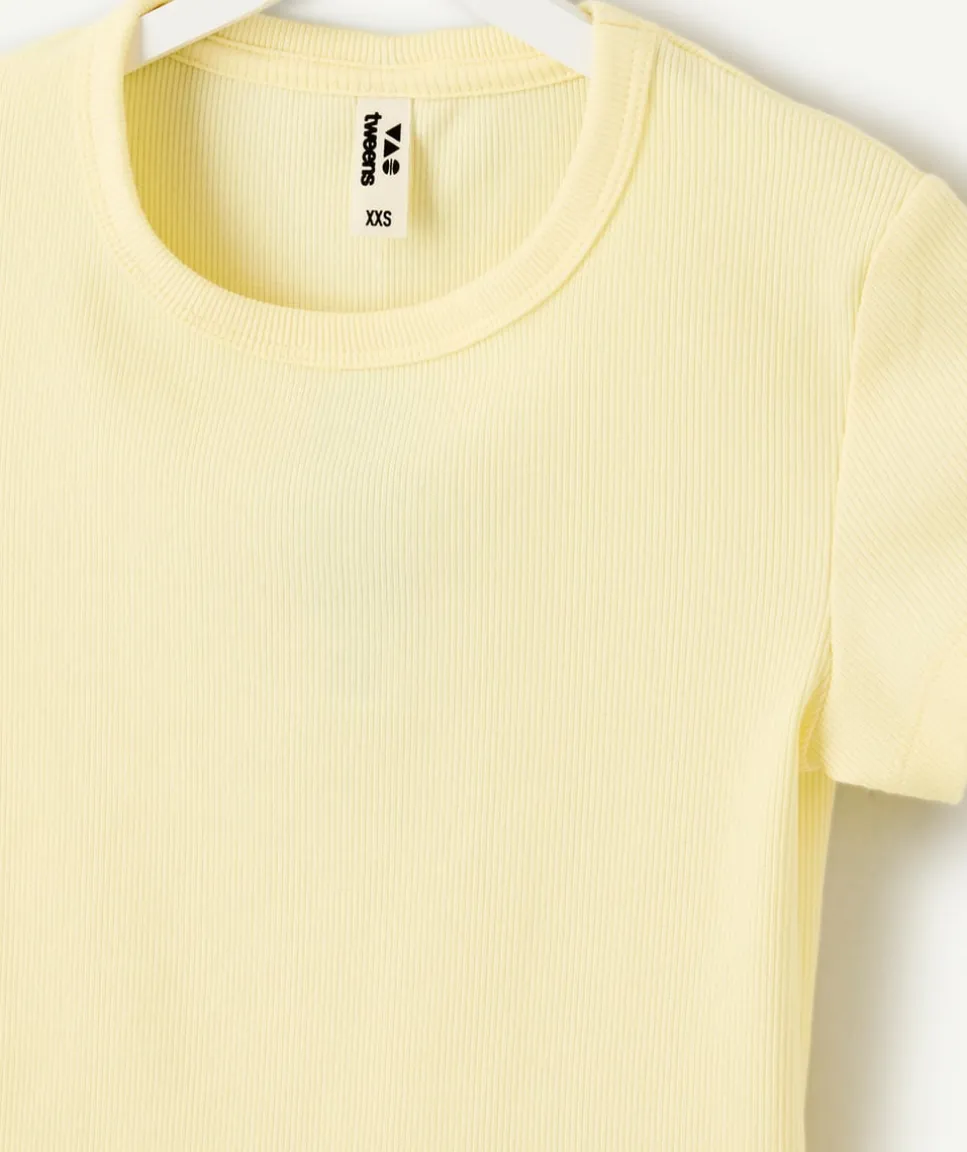 T-shirt fille ajusté jaune