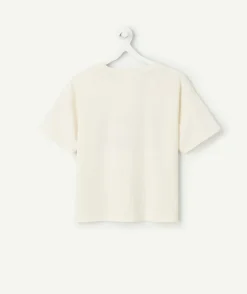 T-shirt fille blanc avec message brodé