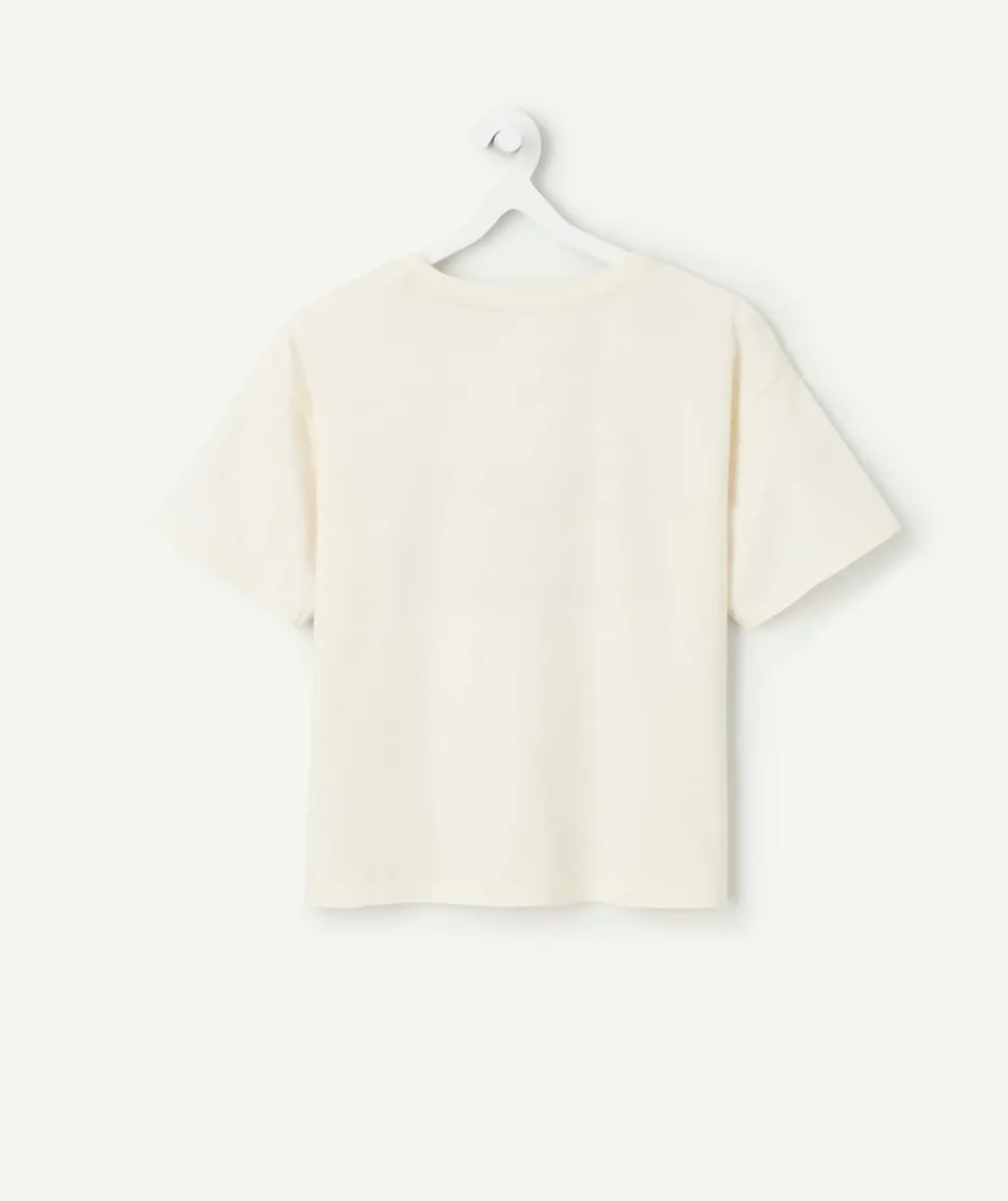 T-shirt fille blanc avec message brodé