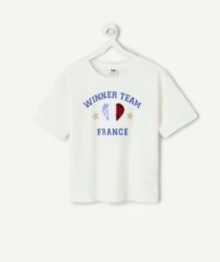 T-shirt fille blanc coeur coupe du monde france