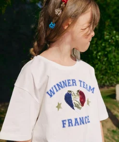 T-shirt fille blanc coeur coupe du monde france