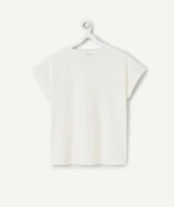 T-shirt fille blanc coton bio imprimé