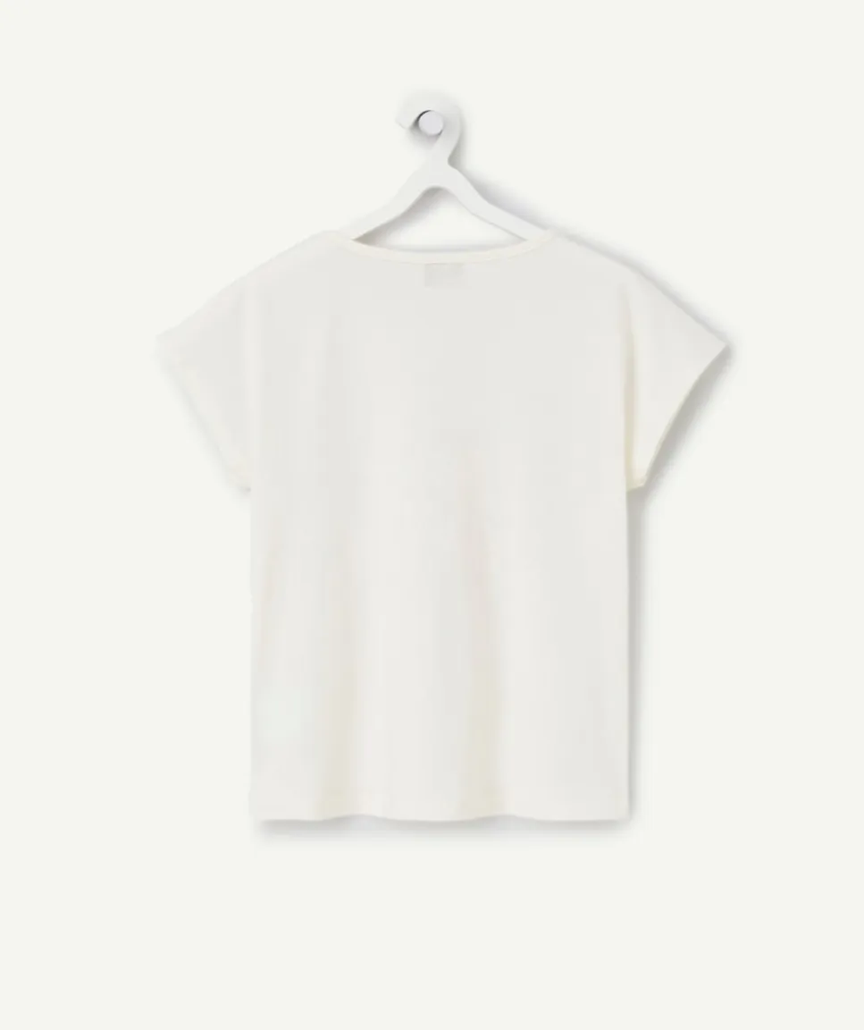 T-shirt fille blanc coton bio imprimé