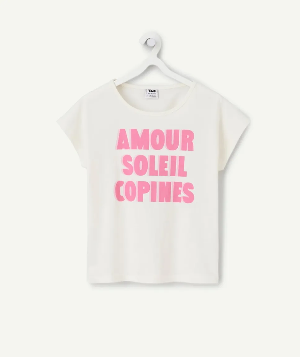 T-shirt fille blanc coton bio imprimé