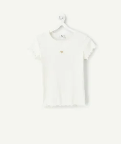 T-shirt fille blanc motif cœur