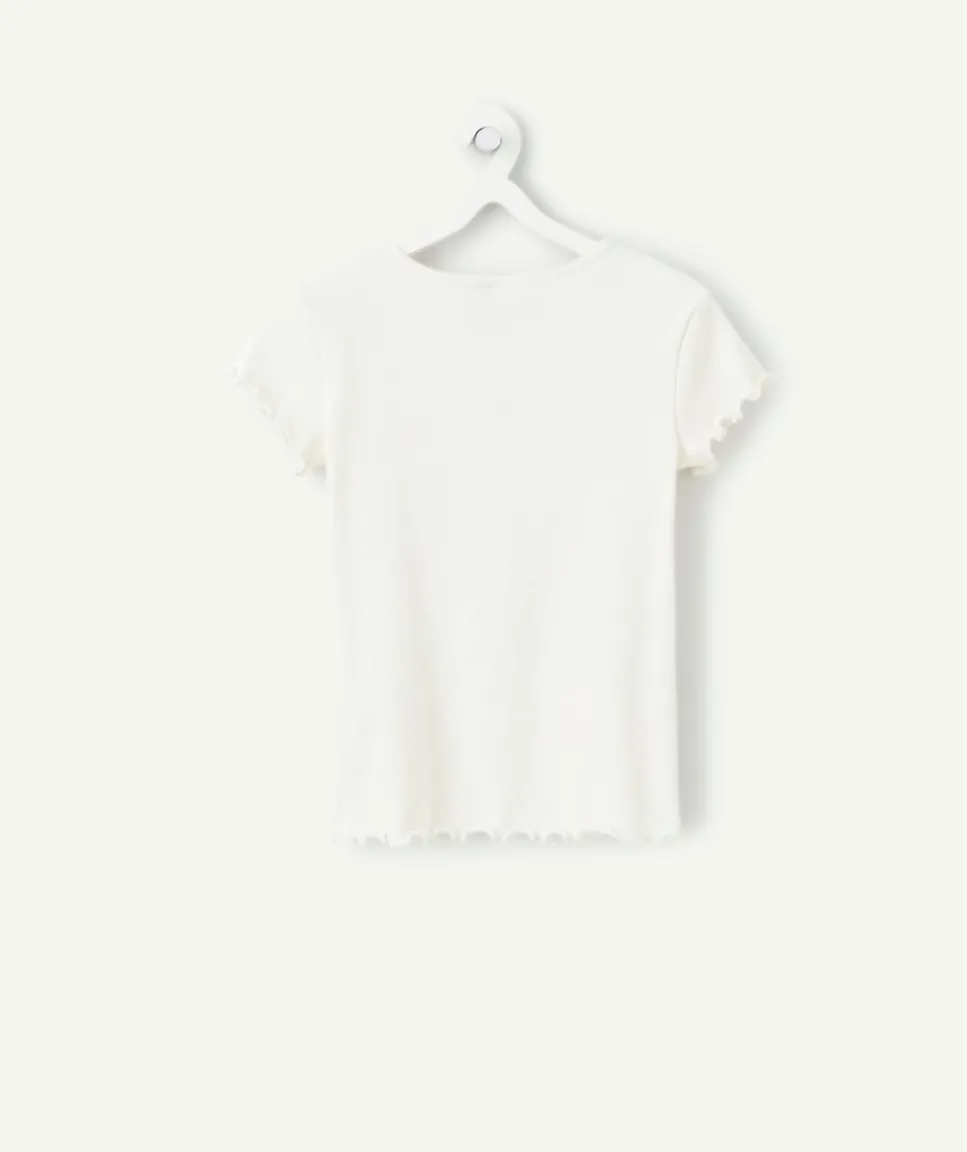 T-shirt fille blanc motif cœur