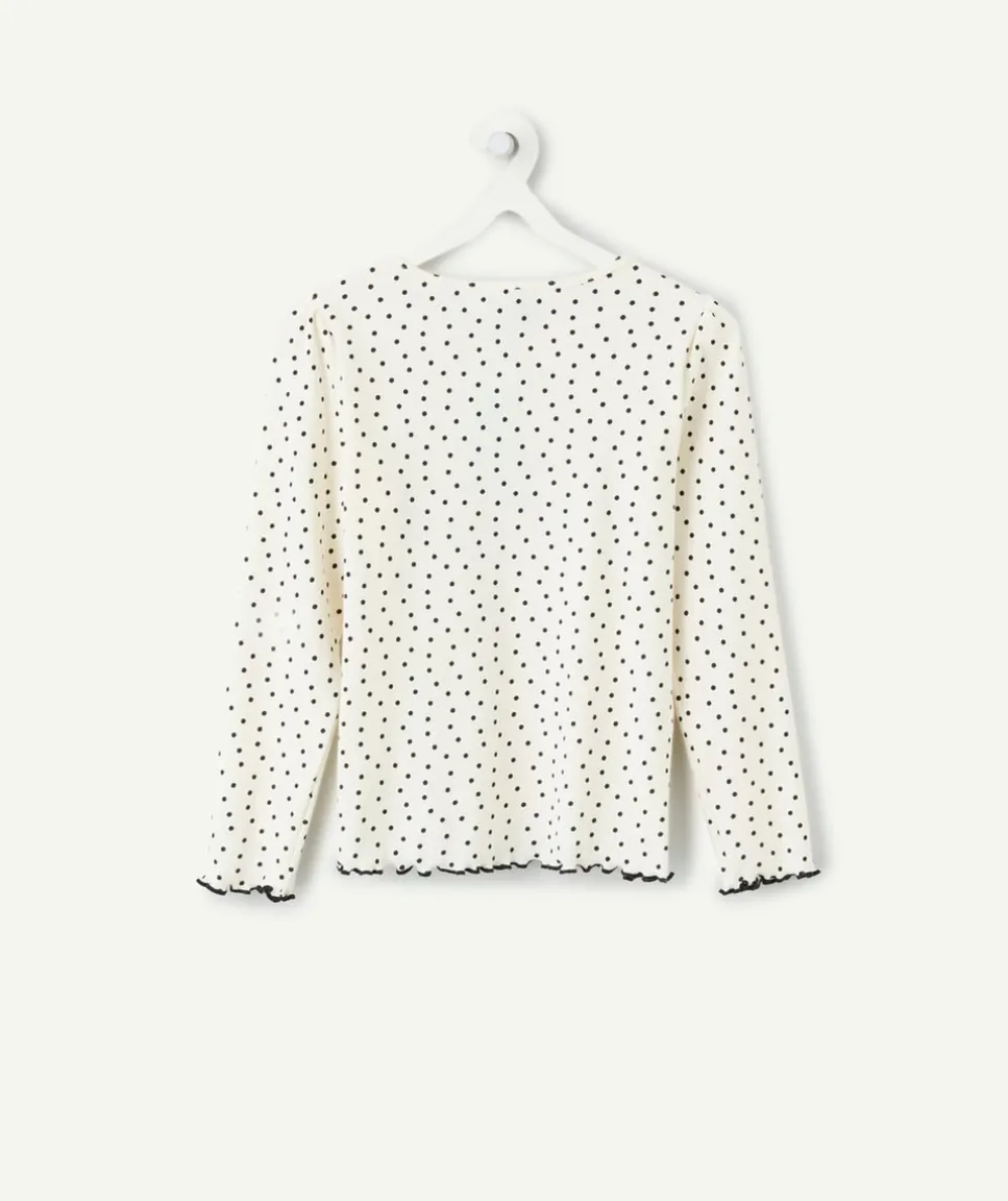 T-shirt fille blanc à pois