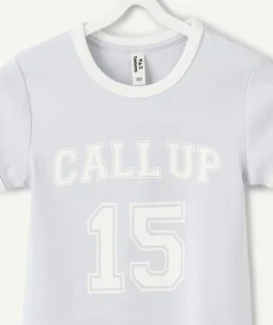T-shirt fille bleu imprimé