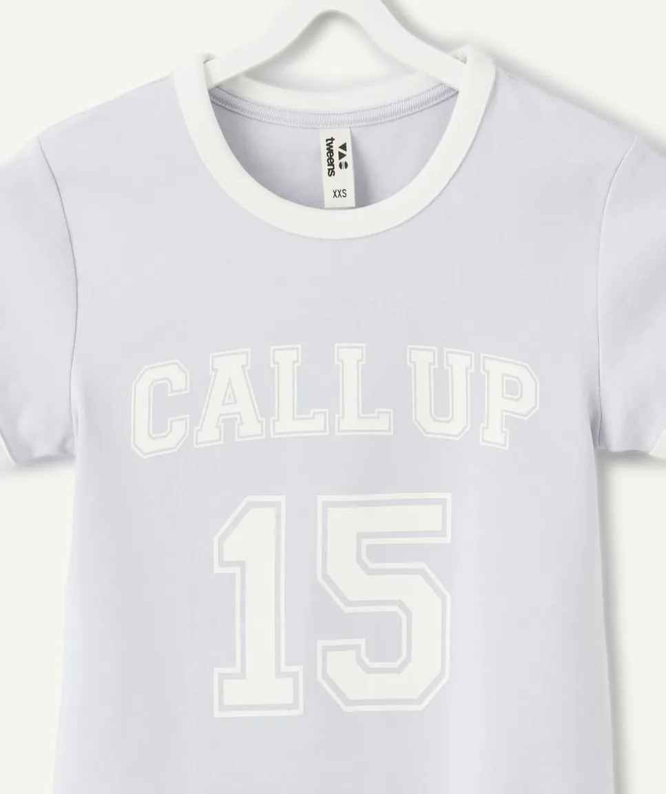 T-shirt fille bleu imprimé