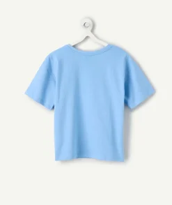 T-shirt fille bleu imprimé soleil