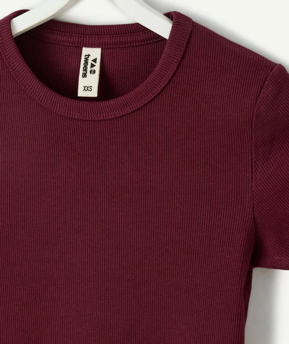 T-shirt fille bordeaux
