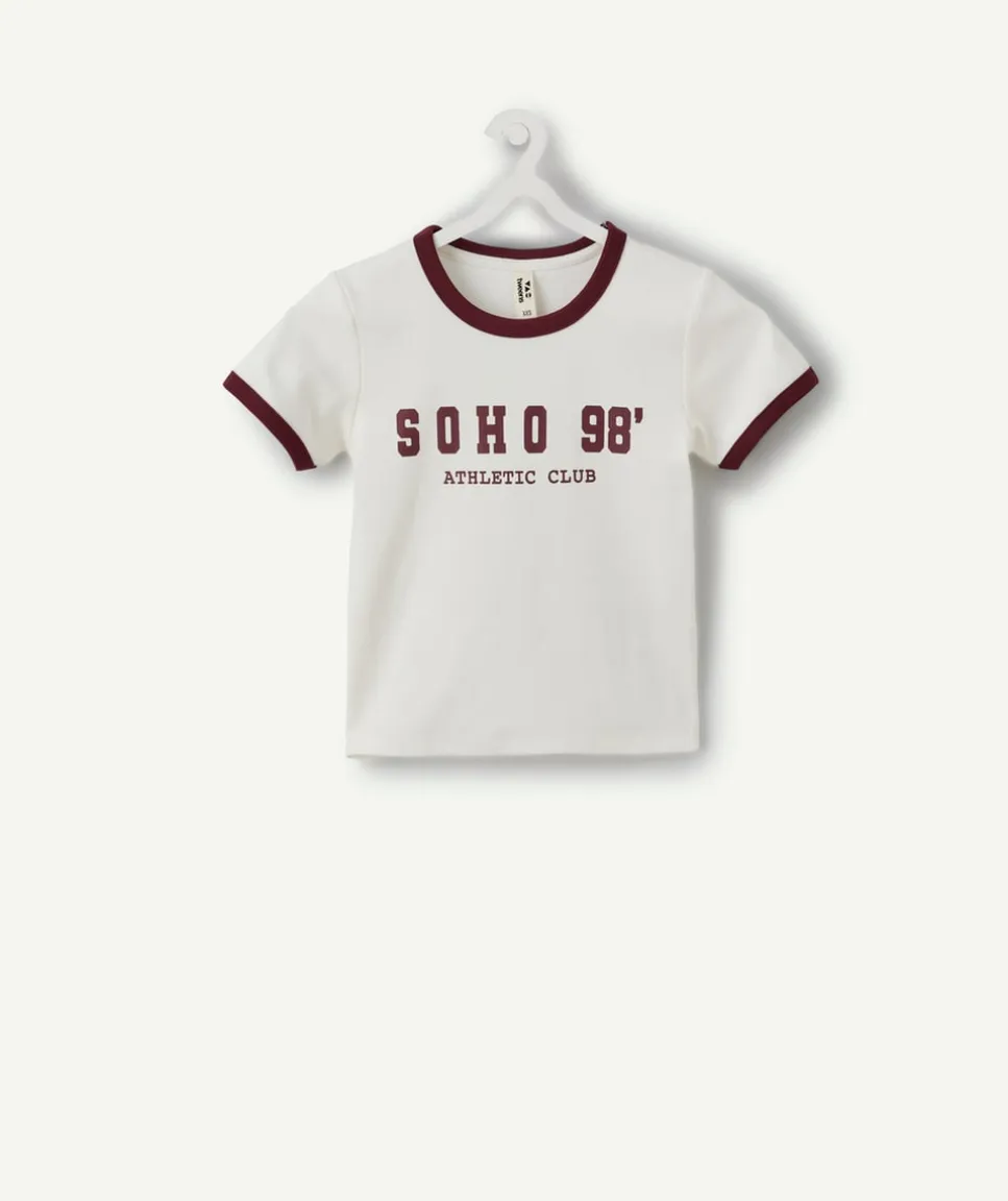T-shirt fille cintré blanc imprimé