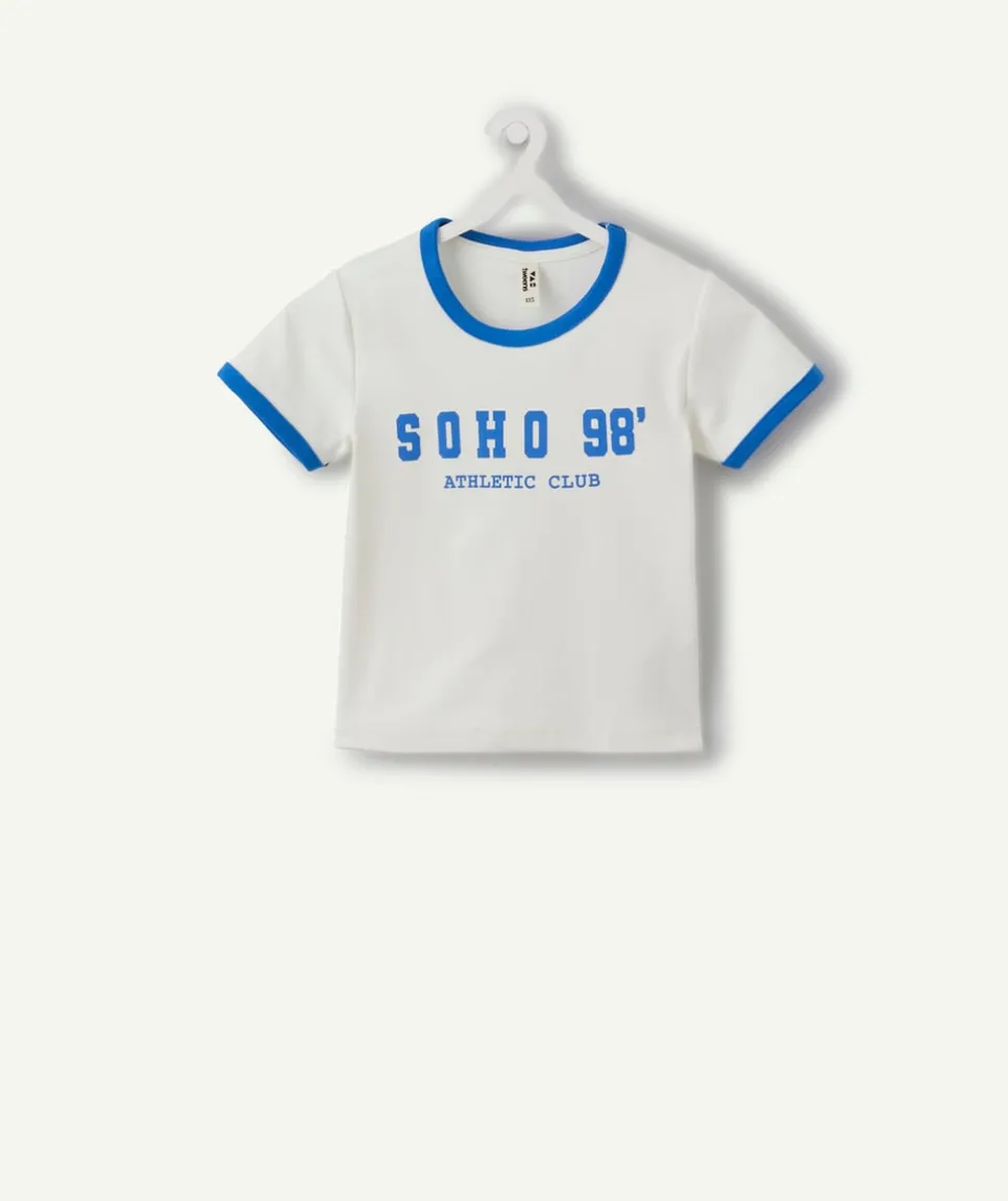 T-shirt fille cintré blanc imprimé