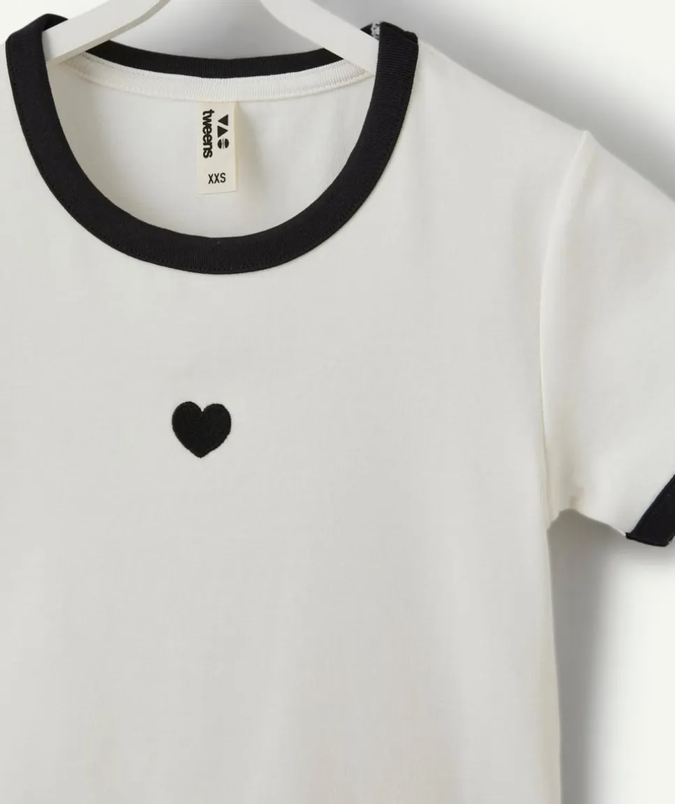 T-shirt fille cintré blanc imprimé