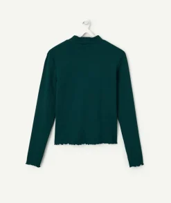 T-shirt fille cintré côtelé vert
