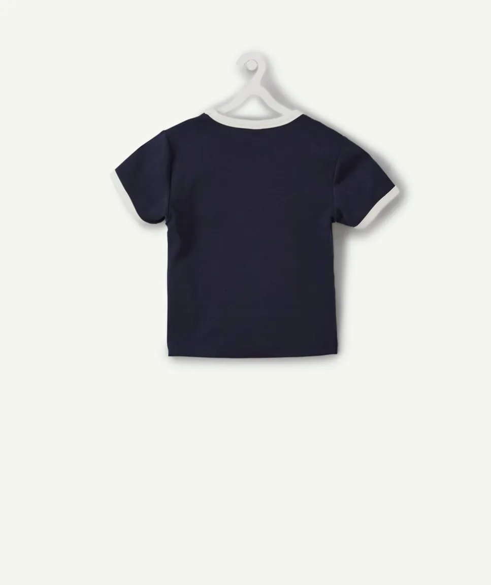T-shirt fille cintré marine imprimé