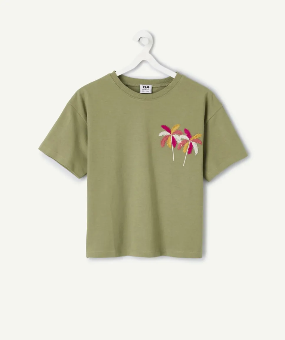 T-shirt fille coton avec palmiers