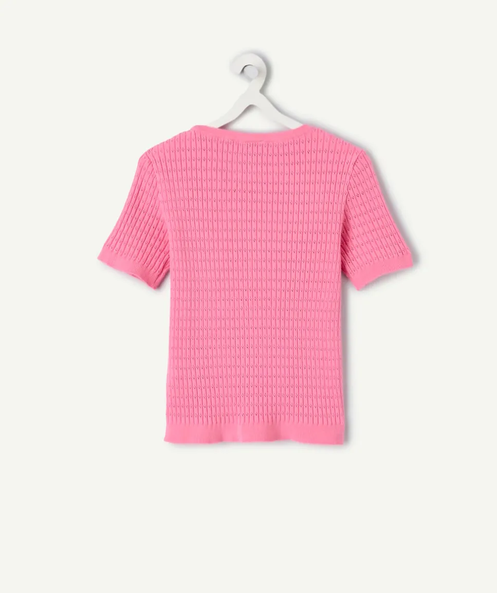 T-shirt fille coton rose