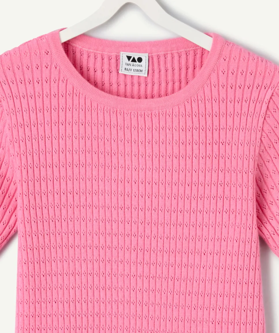 T-shirt fille coton rose