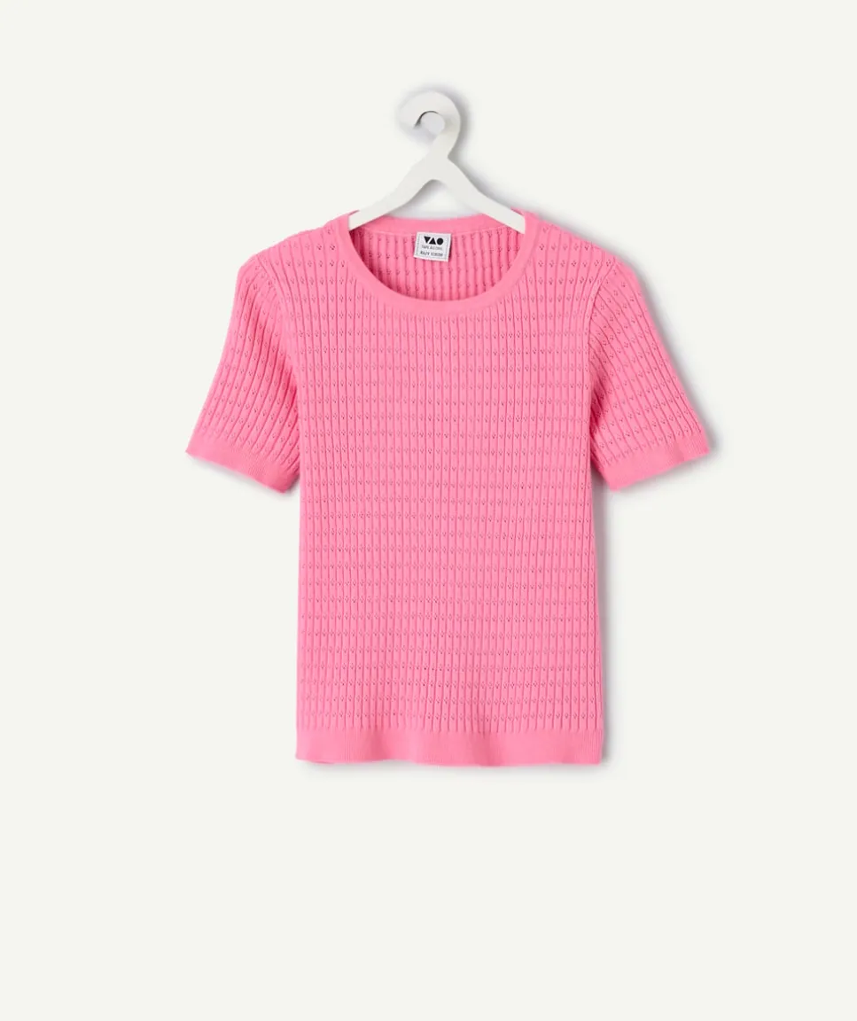 T-shirt fille coton rose