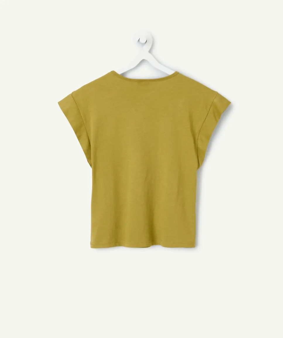 T-shirt fille coupe ample vert olive
