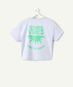 T-shirt fille court bleu