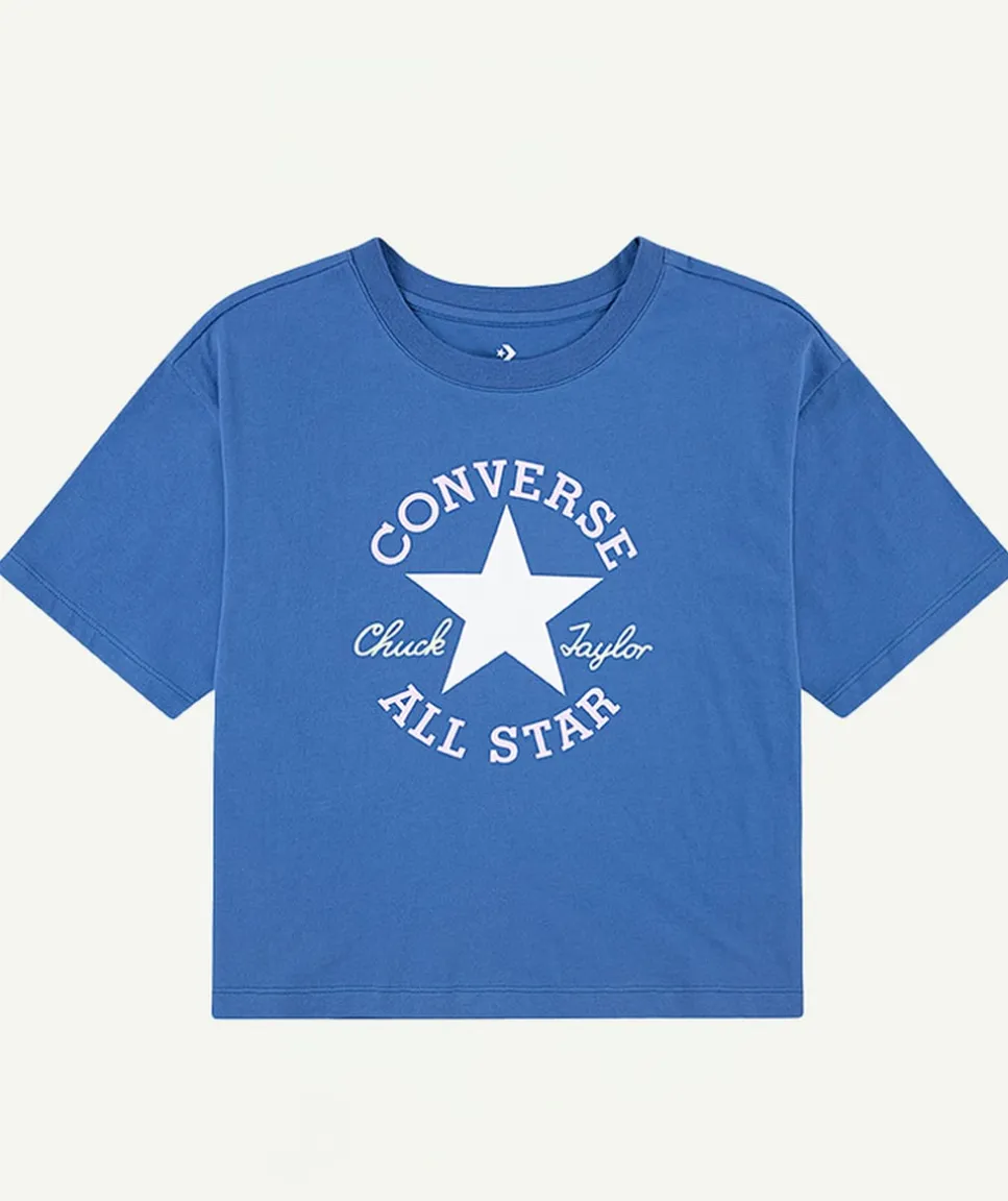 T-shirt fille court bleu
