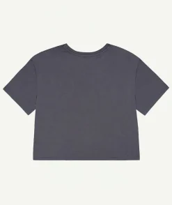T-shirt fille court noir imprimé