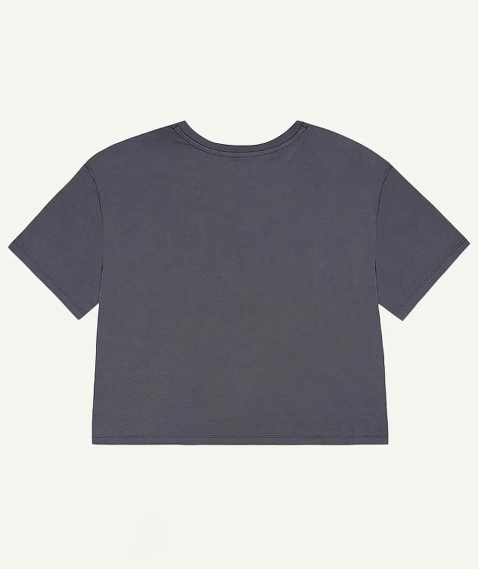 T-shirt fille court noir imprimé